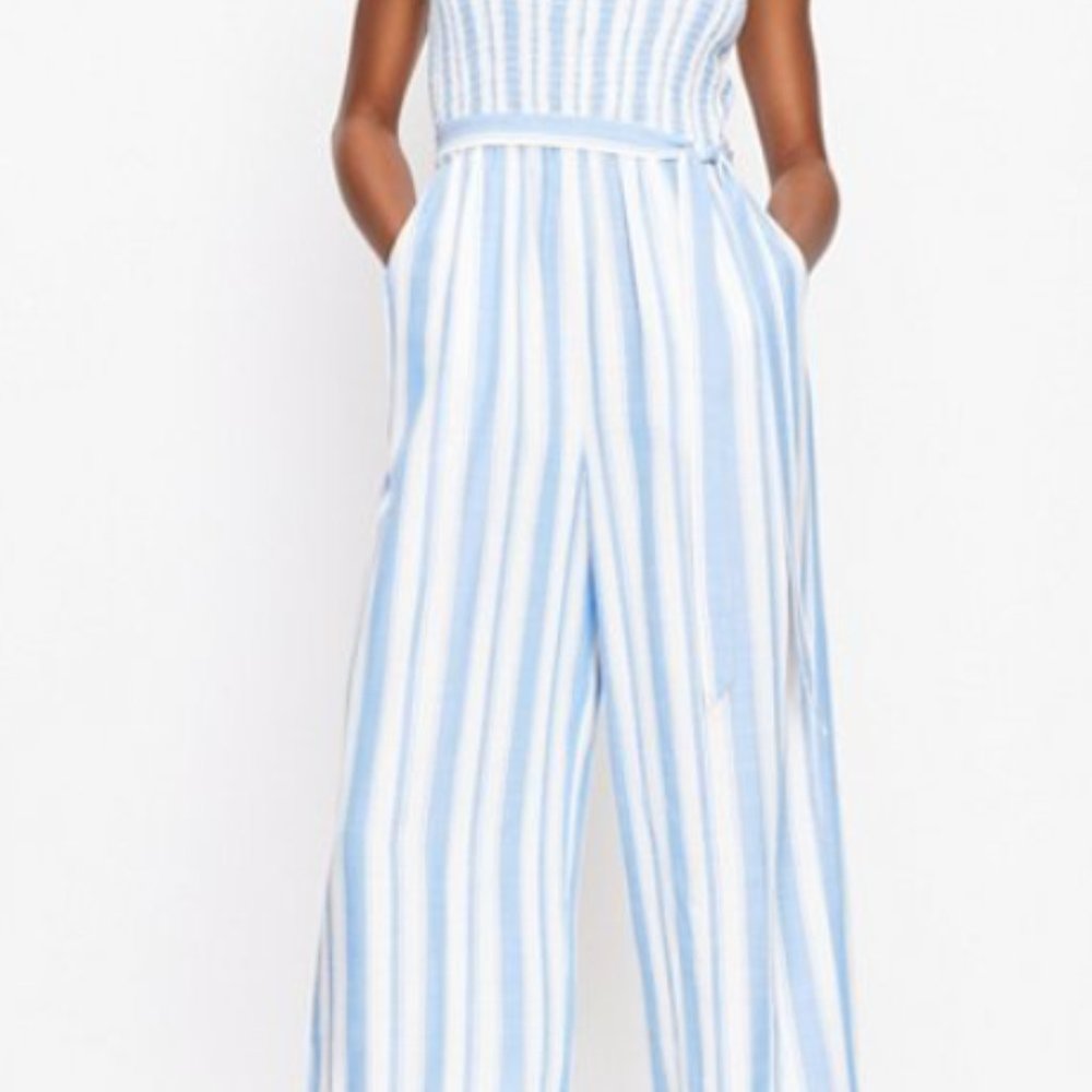 Striped Smocked Strappy Jumpsuit- Brand New with Tag